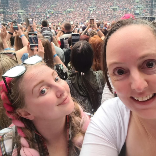 With my sister at a concert