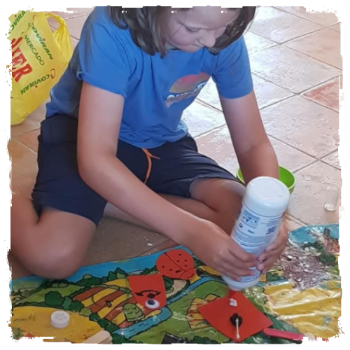 Tyler David crafting out of recycling materials